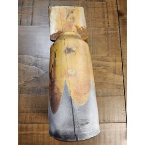 Truitt Studio Pottery Bomb Vase Signed Ceramic Art Sculpture Yellow Grey 12.5"